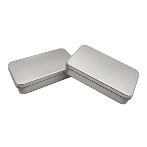 WESTKAIBA blechdose mit deckel, Klappdeckel tragbare Aufbewahrungsbox Aufbewahrungsbehälter mit Deckel 2er, 5.90 x 3.54 x 1.18 Zoll, für Zigaretten, Schminkpinsel oder Nähzubehör, ect. Slivery von WESTKAIBA