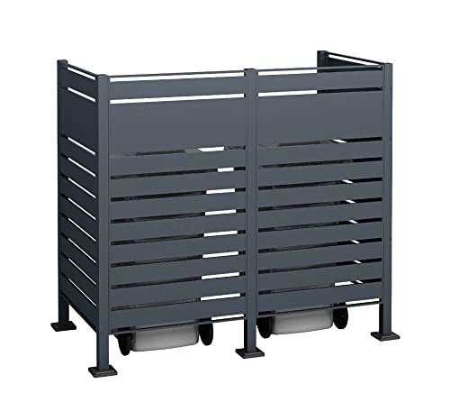 WESTMANN 2er Mülltonnenverkleidung Planum | Metall 160x90x150 cm Grau | Mülltonnen Sichtschutz & Mülltonnenbox für 2 Mülltonnen von WESTMANN