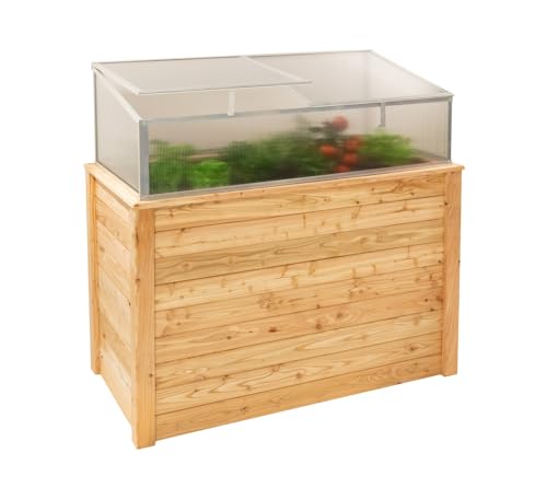 WESTMANN Hochbeet mit Frühbeetaufsatz Klassik Plus 130 | Lärchenholz FSC-Zertifiziert | Aluminiumrahmen | Natur/Silber | 130x65x100cm von WESTMANN