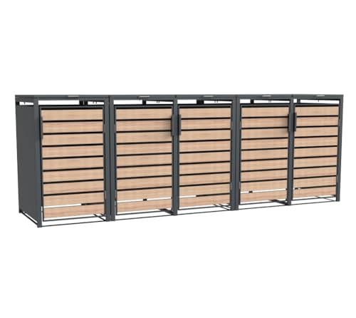 WESTMANN Metall Mülltonnenbox Lacina 5x240 L Anthrazit Holzoptik Mülltonnen Verkleidung mit Gasdruckfedern Pulverbeschichteter Stahl Wetterfest & stabil Klappdeckel & Fronttüren WESTMANN Metall Mülltonnenbox Lacina 5x240 L Anthrazit Holzoptik Mülltonnen Verkleidung mit Gasdruckfedern Pulverbeschichteter Stahl Wetterfest & stabil Klappdeckel & Fronttüren von WESTMANN