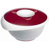 Rührschüssel weiß/rot 3,5 l mit geteiltem Spritzschutzdeckel von WESTMARK