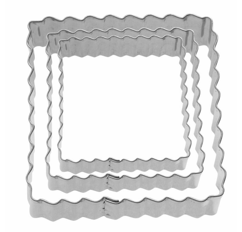 WESTMARK Ausstechform Terrassenkeks-Set Quadrat, Gewellte Kanten, 3-teilig, Größen: ø 4,5,6, Edelstahl von WESTMARK