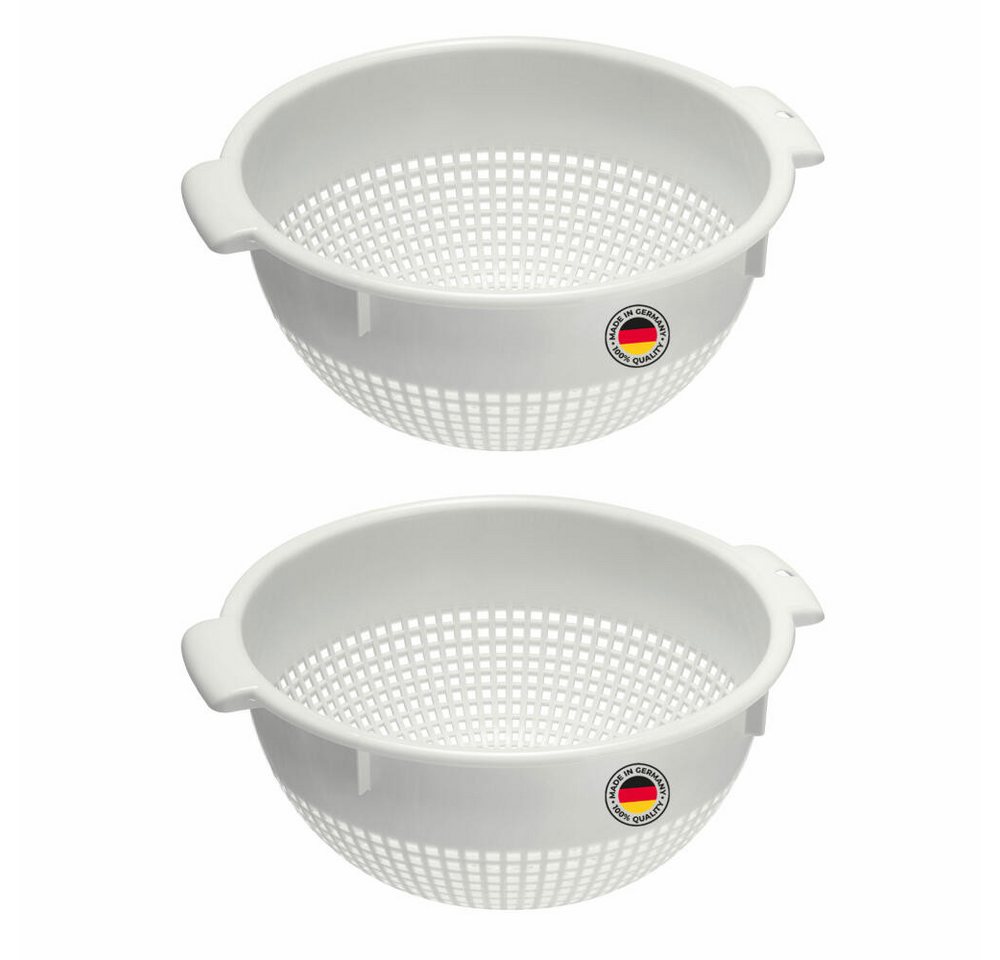 WESTMARK Seiher 2 Stk., groß, mit 2 Griffmulden und 4 Aufsatzrasten zum Waschen und, PE, spülmaschinengeeignet, Made in Germany von WESTMARK