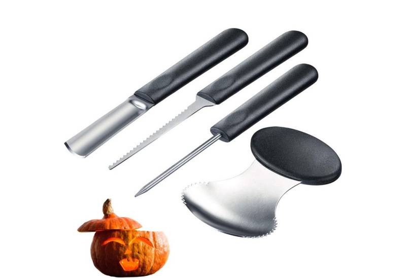 WESTMARK Tranchiermesser Schnitz-Set für Kürbisse, 4-tlg., inklusive Schnitz-Vorlagen, Halloween von WESTMARK