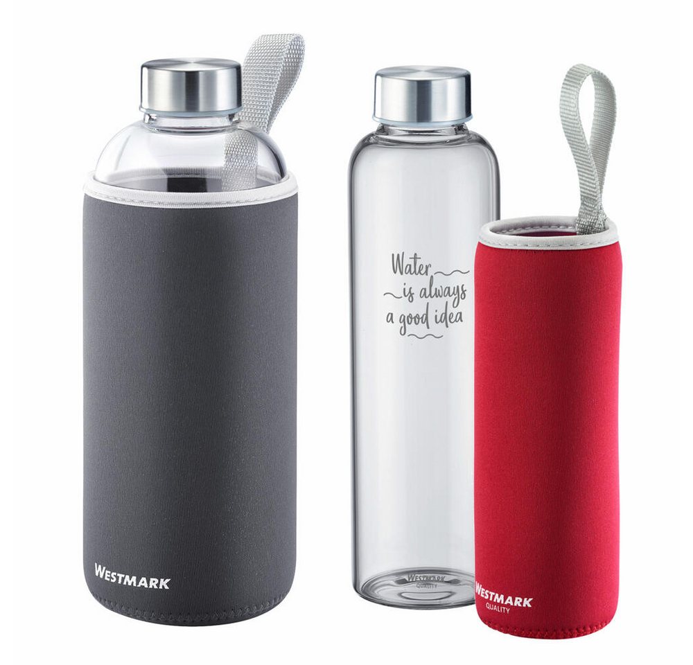 WESTMARK Trinkflasche 2 Stk, aus Glas, 0,55l + 1,0l, inkl. Cover, Viva, Set bestehend aus zwei Flaschen und zwei Covern WESTMARK Trinkflasche 2 Stk, aus Glas, 0,55l + 1,0l, inkl. Cover, Viva, Set bestehend aus zwei Flaschen und zwei Covern von WESTMARK