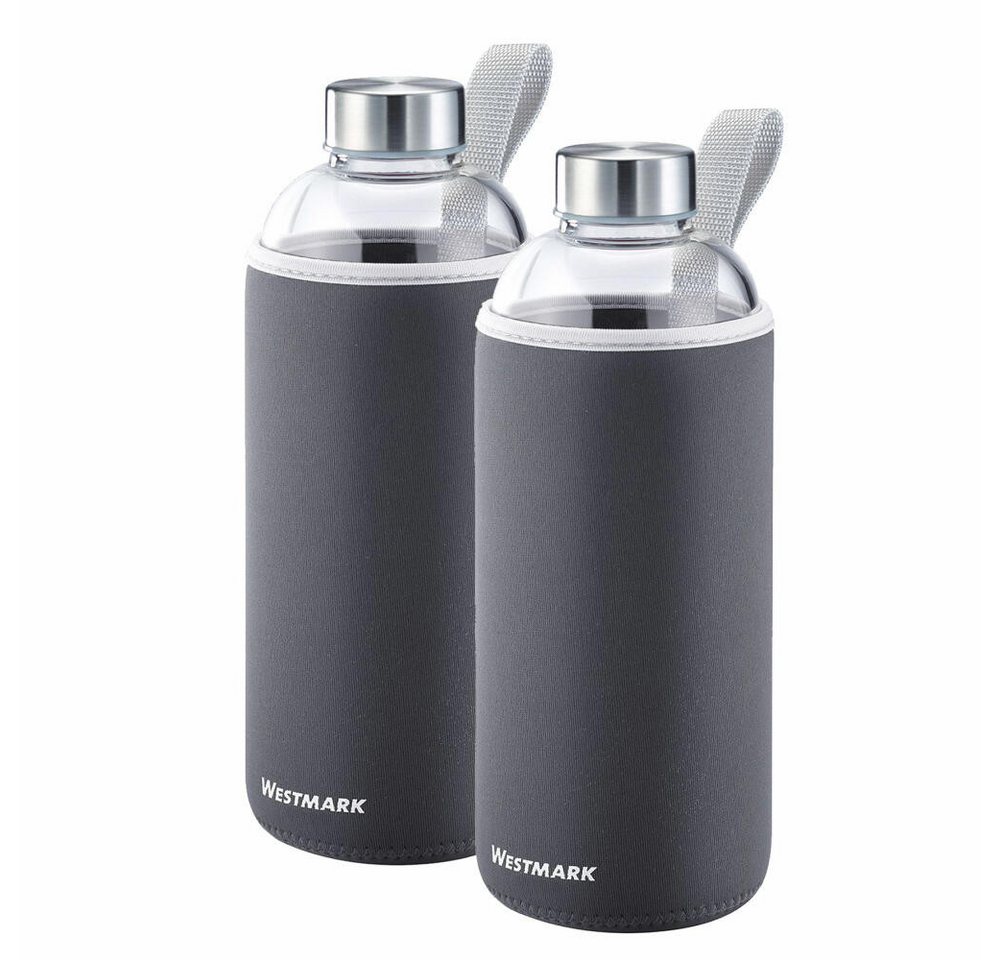WESTMARK Trinkflasche Set, 2tlg., aus Glas mit Aufdruck, inkl. je 1 Schutzhülle, 1000 ml WESTMARK Trinkflasche Set, 2tlg., aus Glas mit Aufdruck, inkl. je 1 Schutzhülle, 1000 ml von WESTMARK