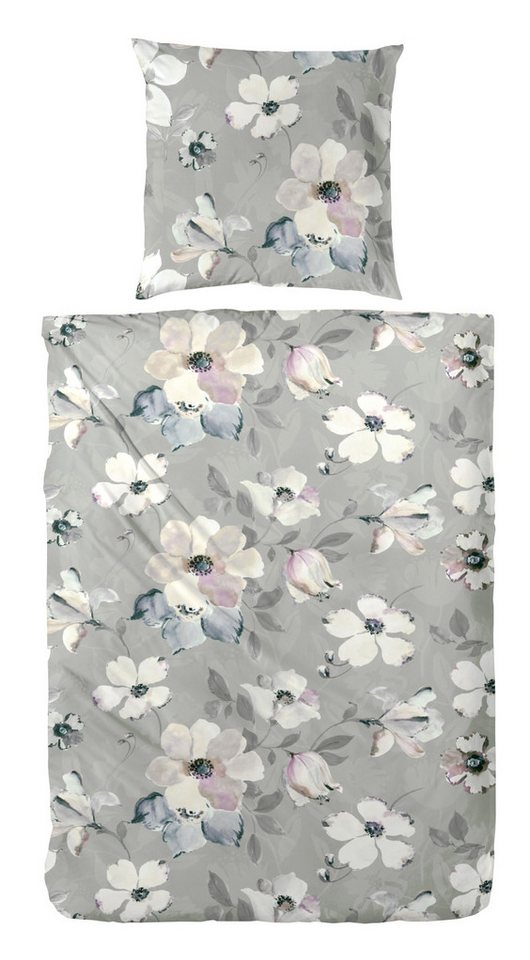 WESTMINSTER Bettwäsche Westminster Satin Bettwäsche 155x220 Blüten Blumen flieder grau natur, Satin, 2 teilig WESTMINSTER Bettwäsche Westminster Satin Bettwäsche 155x220 Blüten Blumen flieder grau natur, Satin, 2 teilig von WESTMINSTER