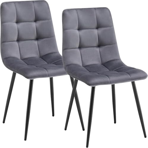 WESTTUNE Signature Sylvara | Esszimmerstühle 4er-Set/2er-Set, Polsterstühle mit Samtbezug, Essstühle im modernen Design, bequem & stabil, Küchenstuhl/Esszimmerstuhl (Grau, 2er-Set) von WESTTUNE