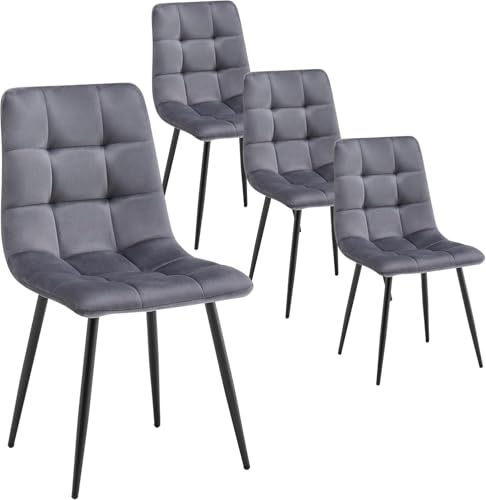 WESTTUNE Signature Sylvara | Esszimmerstühle 4er-Set/2er-Set, Polsterstühle mit Samtbezug, Essstühle im modernen Design, bequem & stabil, Küchenstuhl/Esszimmerstuhl (Grau, 4er-Set) von WESTTUNE