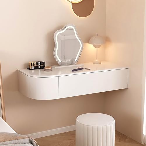 WESTWILD Schminktisch an der Wand fürs Schlafzimmer, schwebender Schminktisch mit Schubladen, Wand-Frisiertisch, wandmontierter Nachttisch, einfacher Schminkschrank, schwebender Schreibtisch für die WESTWILD Schminktisch an der Wand fürs Schlafzimmer, schwebender Schminktisch mit Schubladen, Wand-Frisiertisch, wandmontierter Nachttisch, einfacher Schminkschrank, schwebender Schreibtisch für die von WESTWILD