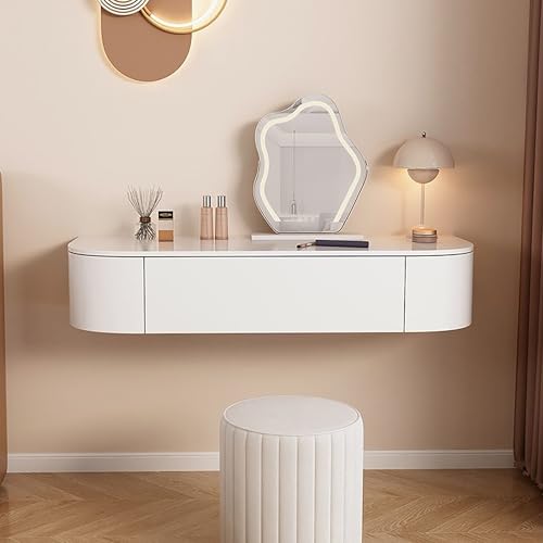 WESTWILD Schminktisch an der Wand fürs Schlafzimmer, schwebender Schminktisch mit Schubladen, Wand-Frisiertisch, wandmontierter Nachttisch, einfacher Schminkschrank, schwebender Schreibtisch für die WESTWILD Schminktisch an der Wand fürs Schlafzimmer, schwebender Schminktisch mit Schubladen, Wand-Frisiertisch, wandmontierter Nachttisch, einfacher Schminkschrank, schwebender Schreibtisch für die von WESTWILD