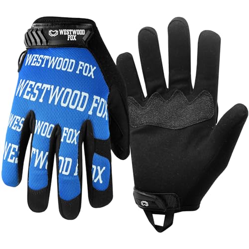 WESTWOOD FOX Arbeitshandschuhe Utility Sicherheitshandschuhe Rutschfeste Mechanikerhandschuhe Fester Grip Touchscreen Herren Frauen Leichte Arbeitshandschuhe Bauarbeiter (Blau, L) von WESTWOOD FOX
