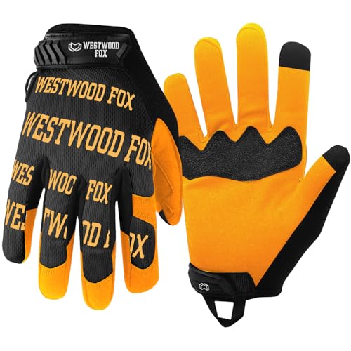 WESTWOOD FOX Arbeitshandschuhe Utility Sicherheitshandschuhe Rutschfeste Mechanikerhandschuhe Fester Grip Touchscreen Herren Frauen Leichte Arbeitshandschuhe Bauarbeiter (Gelb, S) von WESTWOOD FOX