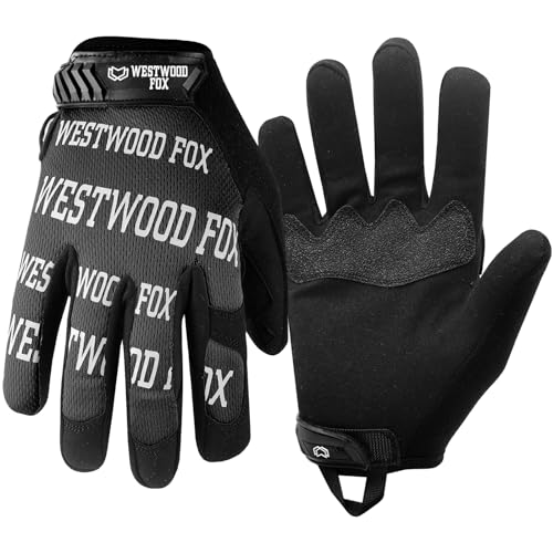 WESTWOOD FOX Arbeitshandschuhe Utility Sicherheitshandschuhe Rutschfeste Mechanikerhandschuhe Fester Grip Touchscreen Herren Frauen Leichte Arbeitshandschuhe Bauarbeiter (Schwarz, M) von WESTWOOD FOX