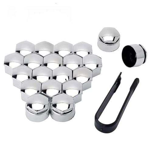 WETCL 20 Stück Radmutter Kappe für Renault Twingo III Life Zen Intens Vibes 2014-2022, Radmutterkappen Set Staubdicht Diebstahlschutz Reifen Schraube Trim Abdeckung,Silver-17mm von WETCL