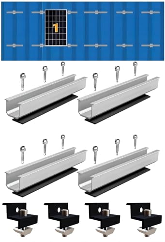 1X Solarmodul Halterung Kit 12cm und Zubehör - Verstellbar, Schwarz Eloxiert, 35mm - PV Befestigung Set für Solarmodule, Solarpanel Halterung, Flachdach Montage auf Trapezblech von WETOWN