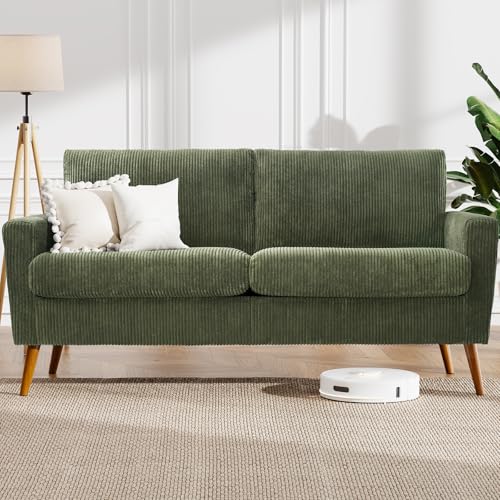 WEUP 172,7 cm Loveseat Sofa Grüner Kordsamt, Mitte des Jahrhunderts, moderne Liebessitz-Couches für Wohnzimmer, kleine Couch für Schlafzimmer, Büro, bequeme Couch mit Federkissen, Massivholz, WEUP 172,7 cm Loveseat Sofa Grüner Kordsamt, Mitte des Jahrhunderts, moderne Liebessitz-Couches für Wohnzimmer, kleine Couch für Schlafzimmer, Büro, bequeme Couch mit Federkissen, Massivholz, von WEUP