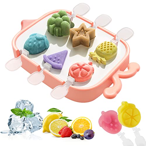 WEVOL Eisformen Silikon, 6 Zellen Eis am Stiel Formen BPA Frei für Kinder und Baby, Mini Eisförmchen Popsicle Formen mit Stiel und Deckel, Wiederverwendbar Eis Selber Machen Formen von WEVOL