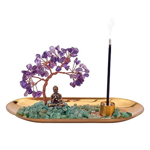 WEWAYSMILE Kristall-Räucherstäbchenhalter, Lebens Räucherstäbchenhalter, Räucherstäbchenhalter Aus Kristall, Für Joga, Meditation Und Wohnkultur (Lila) von WEWAYSMILE