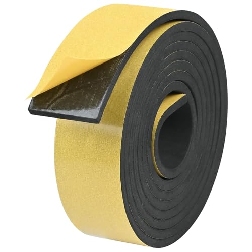 WEXFFU 3 Meter Moosgummi Selbstklebend, 6 mm Dick 50 mm Breit Dichtungsband Selbstklebend, Hochdichtes Schaumstoffband, Dichtband Selbstklebend Schalldämmung für Fenster, Türen und Autos von WEXFFU