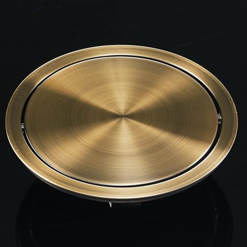 WEYFH Bronze-Goldener Mülleimer mit flexiblem Schwingdeckel in der Mitte. Abfallschachtabdeckung aus Edelstahl für die Arbeitsplatte zur versenkten Installation. von WEYFH