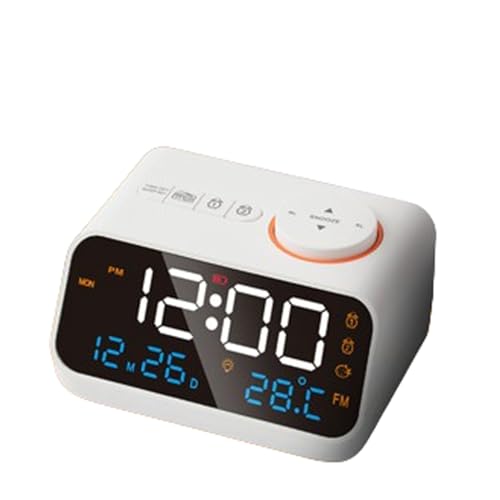LED-Digitalwecker Eleganter Wecker mit Memory-Funktion und Sprachsteuerung, tickt Nicht, for Kinder und Erwachsene(White) von WEYIMVTO