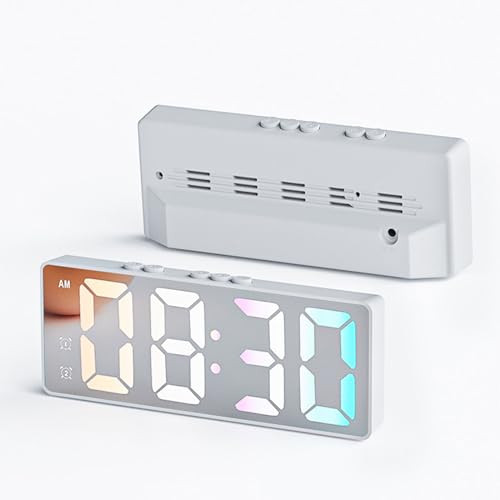 LED-Digitalwecker Kein Ticken, Nachttischuhr, Schlummerfunktion mit Temperatur, Zeit, einfacher Einstellung, for Schlafzimmer, Wohnzimmer, Heimdekoration und Büro, das Beste Festivalgeschenk(White) von WEYIMVTO