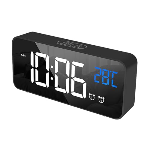 LED-Digitalwecker Leise Wecker Nachttisch mit Speicherfunktion USB-Aufladung Moderne Schreibtisch-Wanduhren for Schlafzimmer, Wohnzimmer, Büro(Black,Chinese) von WEYIMVTO