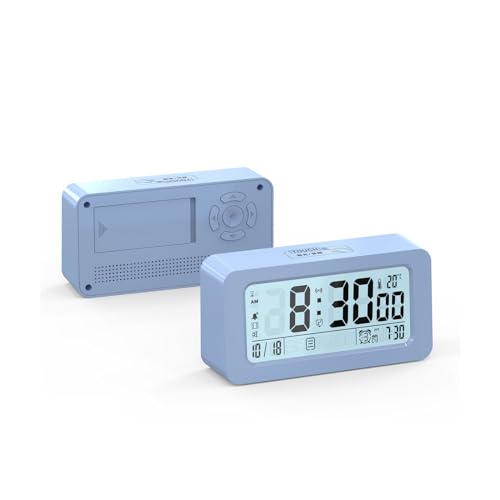 LED-Digitalwecker Netzbetrieben oder batteriebetrieben, Wecker for Schlafzimmer, Büro und Tiefschläfer(Blue,Battery Type) von WEYIMVTO