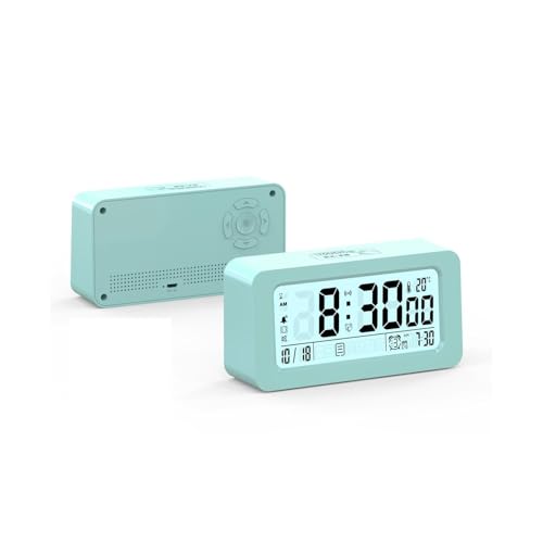 LED-Digitalwecker Netzbetrieben oder batteriebetrieben, Wecker for Schlafzimmer, Büro und Tiefschläfer(Green,Rechargeable Model) von WEYIMVTO