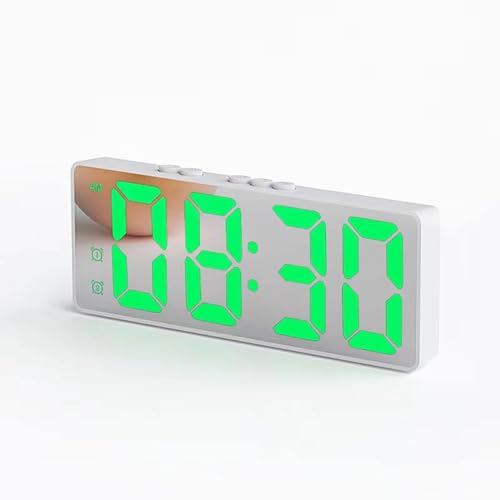 LED-Digitalwecker Sprachsteuerung, Batteriebetrieben und USB-Aufladung mit Schlummerfunktion, Temperaturzeit und zweistelliger Glockenuhr am Nachttisch, for Schlafzimmer, Büro(White,Battery model) von WEYIMVTO