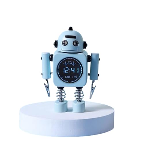 LED-Digitalwecker mit Temperatur Zeit Nicht Ticken, Eleganter Wecker for Schlafzimmer Wecklicht Vollbild(Light Blue) von WEYIMVTO