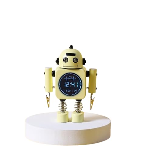 LED-Digitalwecker mit Temperatur Zeit Nicht Ticken, Eleganter Wecker for Schlafzimmer Wecklicht Vollbild(Yellow) von WEYIMVTO