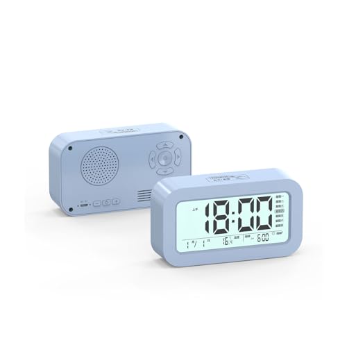 WEYIMVTO LED-Digitalwecker LED-Reisewecker, Bluetooth-Smart-Lautsprecher, digitaler Wecker, kein Ticken, Nachttischuhr mit Temperatur, Schlummerfunktion(Blue) von WEYIMVTO