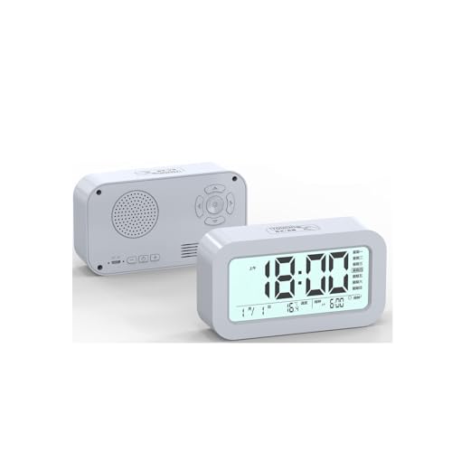 WEYIMVTO LED-Digitalwecker LED-Reisewecker, Bluetooth-Smart-Lautsprecher, digitaler Wecker, kein Ticken, Nachttischuhr mit Temperatur, Schlummerfunktion(White) von WEYIMVTO