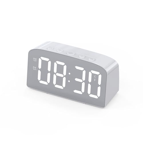WEYIMVTO LED-Digitalwecker Mit Schlummerfunktion Temperatur Datum Uhrzeit for Schlafzimmer Büro Draußen Langschläfer(F) von WEYIMVTO