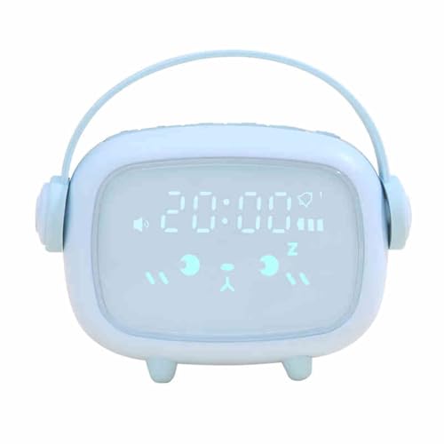 WEYIMVTO LED-Digitalwecker Nachttischgeräusche und stimmungsvolle Beleuchtung, 3 einstellbare Helligkeiten, Sprachsteuerung, Nachtmodus-Taste, Schlummerfunktion mit Zeit(Blue) von WEYIMVTO
