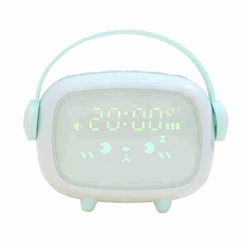 WEYIMVTO LED-Digitalwecker Nachttischgeräusche und stimmungsvolle Beleuchtung, 3 einstellbare Helligkeiten, Sprachsteuerung, Nachtmodus-Taste, Schlummerfunktion mit Zeit(Green) von WEYIMVTO