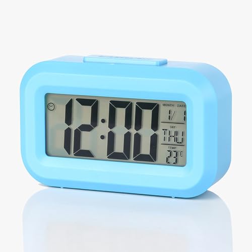 WEYIMVTO LED-Digitalwecker Temperatur, Alarm, Datum, mit Timer-Funktion, intelligenter Wecker, einfache Einstellung, leiser Wecker, Nachttisch for Kinder, Teenager, Schlafzimmer(Blue) von WEYIMVTO