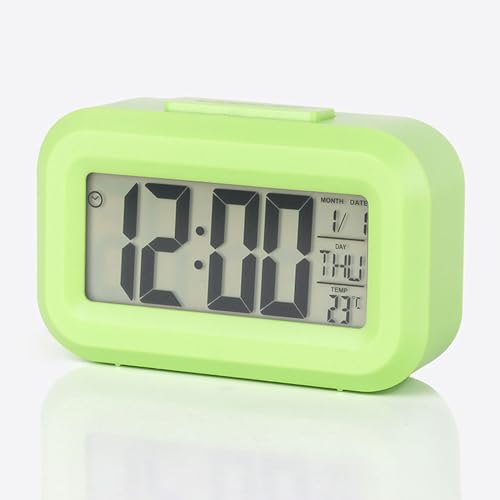 WEYIMVTO LED-Digitalwecker Temperatur, Alarm, Datum, mit Timer-Funktion, intelligenter Wecker, einfache Einstellung, leiser Wecker, Nachttisch for Kinder, Teenager, Schlafzimmer(Green) von WEYIMVTO