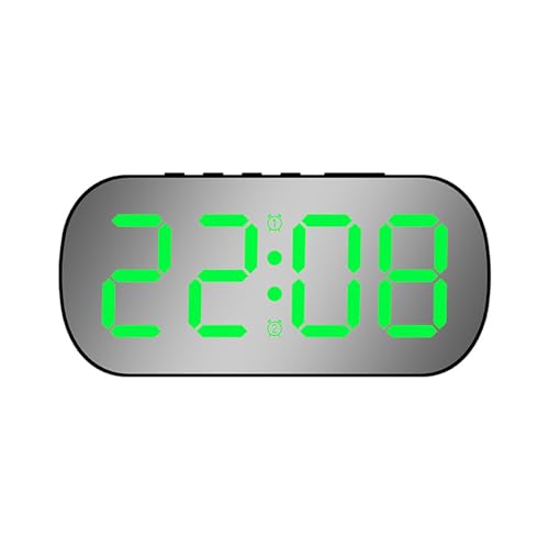 WEYIMVTO LED-Digitalwecker Tischuhren mit Doppelglocke und großen Ziffern, for Schlafzimmer und Wohnzimmer(Black - Green Light) von WEYIMVTO