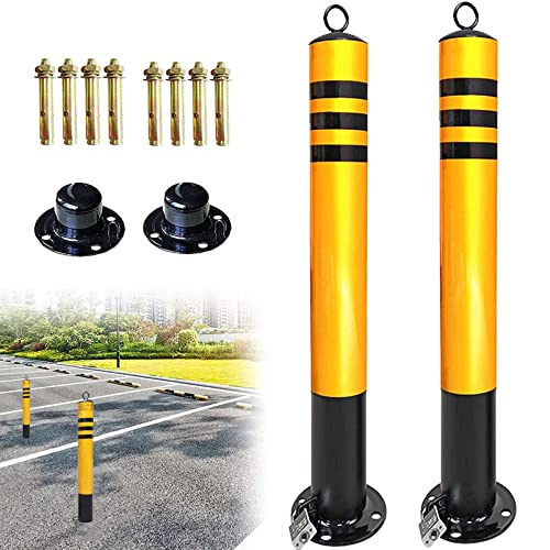 WEYIMVTO Parkplatzsperre Mit 5 m Kunststoffkette, 2er-Pack Sicherheitsschild aus Edelstahl for Einfahrt, Pfosten for Parkplätze, 650 mm(76x650mm) von WEYIMVTO