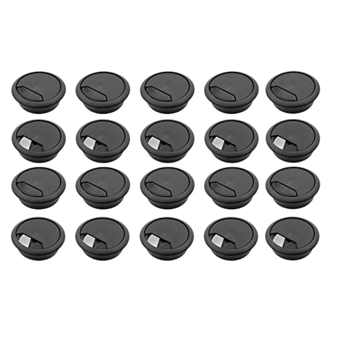 WEYIMVTO Tischringe, 20 Stück 2 Zoll Schreibtisch-Kabeldurchführungen Lochabdeckung for Büro-PC-Schreibtisch-Kabel-Organizer-Kunststoffabdeckung(Black) von WEYIMVTO