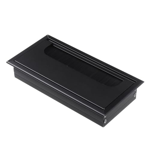 WEYIMVTO Tischringe, 80x80/160/275mm Aluminiumlegierung Drahtlochabdeckung Computertülle Leitungskasten Büro Schreibtisch Tisch Kabelverschluss Kabelklemme Hardware(Black,80x160mm) von WEYIMVTO