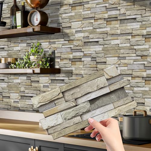 WEYIMVTO dekorative Kacheln, Selbstklebende Wandfliesen, DIY-Fliesen for Abziehen und Aufkleben, Küchentransfer-Abdeckungen for Küche Badezimmer (48 Stück)(48 PC(12x24cm)) von WEYIMVTO