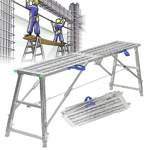 WEYIMVTO tragbare Faltbare Gerüste Mehrzweck-Arbeitsplattform, Gerüstturm, Leiter, Hocker, Bank for Heimwerkerarbeiten, Fahrzeugwäsche, Wartungsarbeiten, 200 cm(160cm) von WEYIMVTO