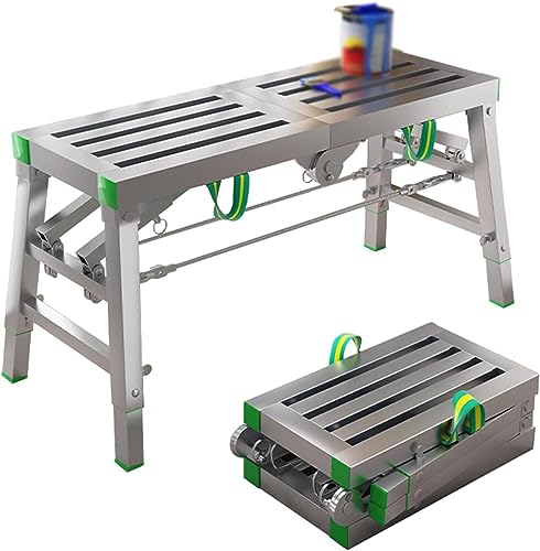 WEYIMVTO tragbare Faltbare Gerüste Trittleitern Gerüstplattform Gerüstturm Leiter Hocker Bank, 400 kg maximale Belastung, 5-Gang-Höhenverstellung(C,180x40cm) von WEYIMVTO