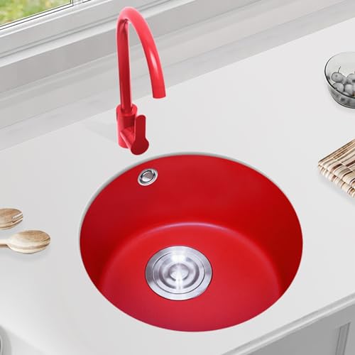 runde Waschbecken, 304 Edelstahl-Arbeitsplatte in der Bar, Einzelbecken, kleines Spülbecken mit Abflussset, Einbau-Einzelbecken(45CM/18IN) von WEYIMVTO