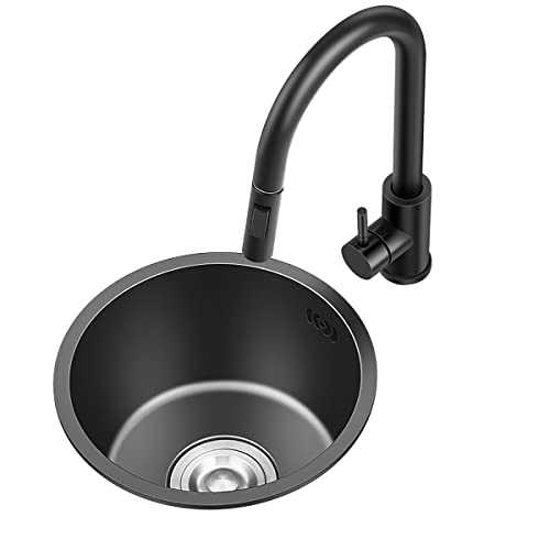 runde Waschbecken, Edelstahlspüle, Einzelbecken, große Kapazität, Unterbauspüle for die Küche im Innen- und Außenbereich(32 * 32 cm) von WEYIMVTO