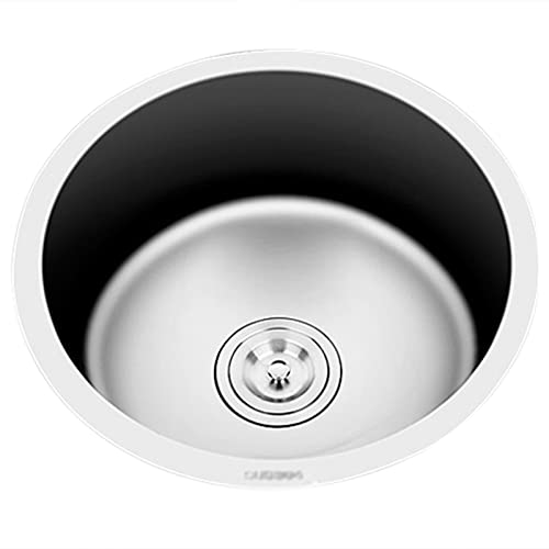 runde Waschbecken, Küchenspüle Edelstahl rund Einzelspüle Gemüsebecken Schüssel Badezimmer Waschbecken Balkon Bar Spüle Arbeitsplatz Küchenspüle(Sierf) von WEYIMVTO